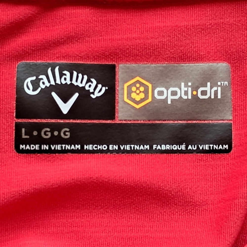 Callaway Opti-Dri Mens Large Red Golf Polo Shirt Performance Short Sleeve - Picture 5 of 5